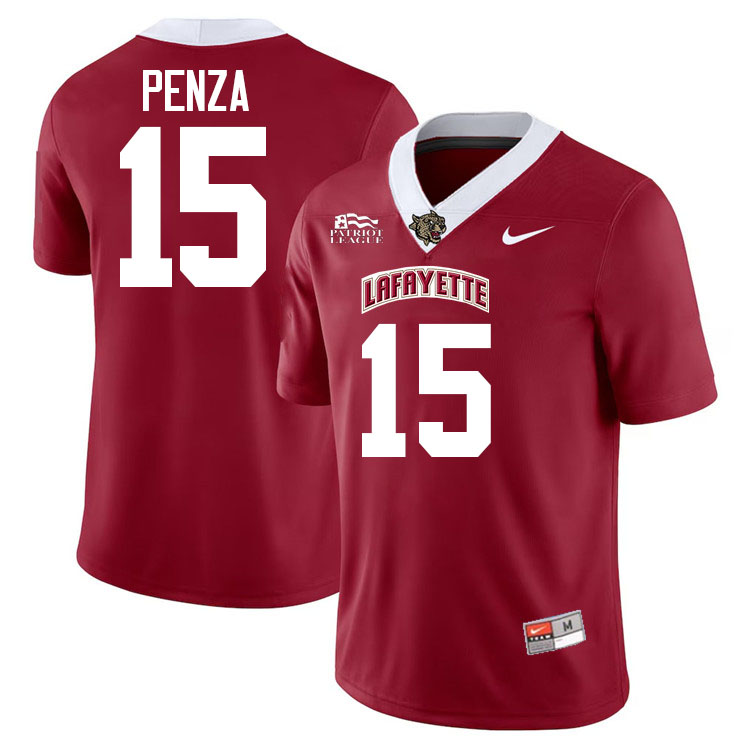 Lafayette Leopards #15 Jason Penza College Football Jerseys,Uniforms-Red